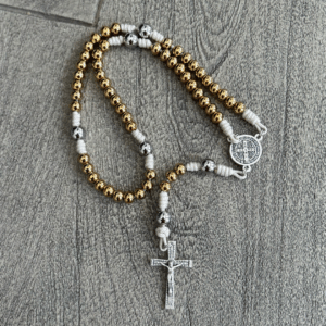 Kordex Sanctified Rosary — Gold & Cream