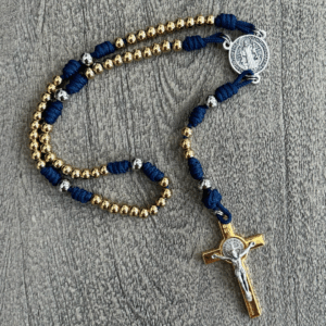 Kordex Sanctified Rosary — Midnight Blue, Gold & Silver