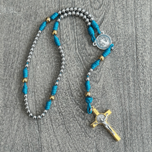 Kordex Sanctified Rosary — Turquoise Steel & Gold